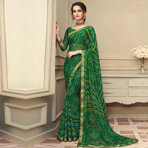 green-casual-wear-printed-chiffon-saree-with-banarasi-border-134154