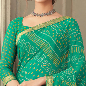 green-casual-wear-printed-chiffon-saree-with-banarasi-border-134142