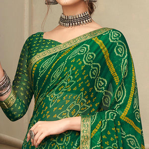 green-casual-wear-printed-chiffon-saree-with-banarasi-border-134154