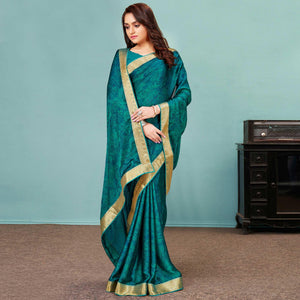 green-casual-wear-printed-chiffon-saree-with-banarasi-lace-136860