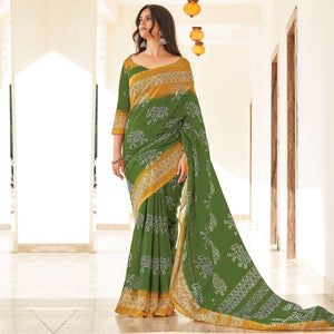 green-casual-wear-printed-cotton-saree-123387