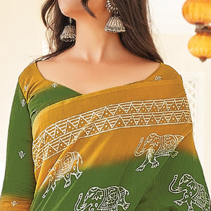 green-casual-wear-printed-cotton-saree-123387