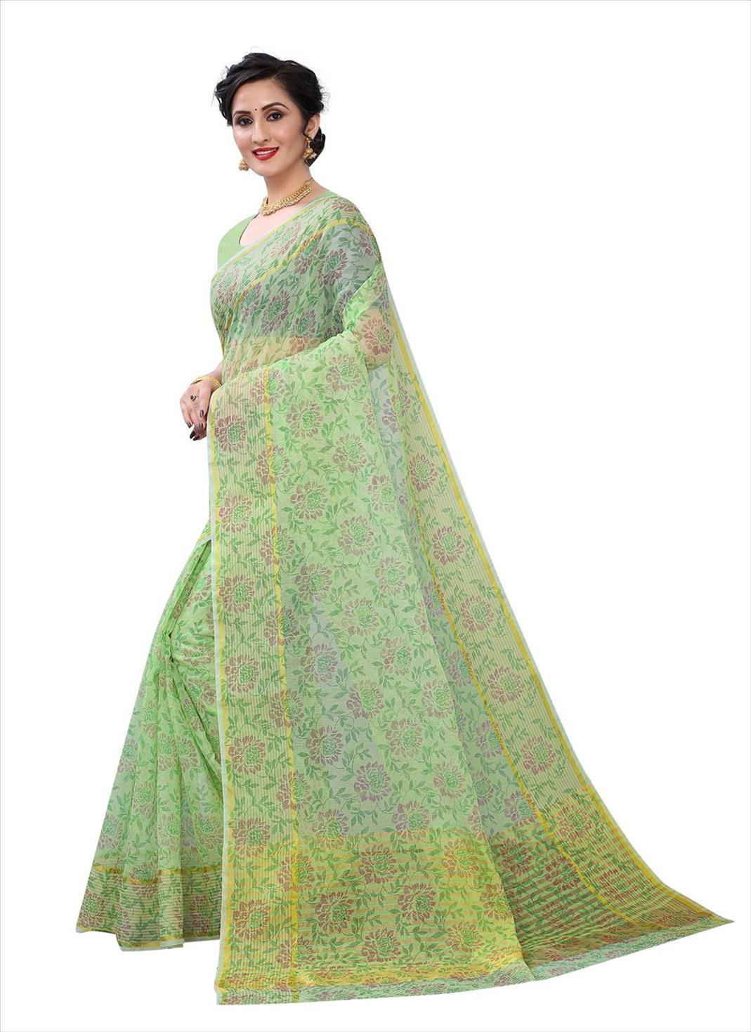 green-casual-wear-printed-cotton-saree-140418