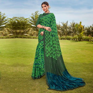 green-casual-wear-printed-crepe-saree
