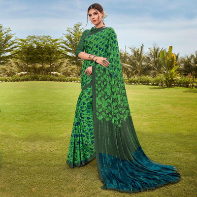 green-casual-wear-printed-crepe-saree