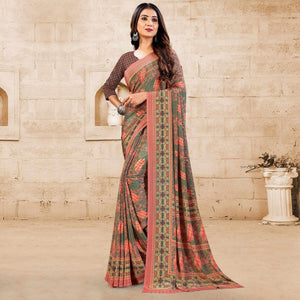 green-casual-wear-printed-crepe-saree-140154