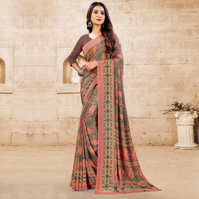 green-casual-wear-printed-crepe-saree-140154