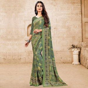green-casual-wear-printed-crepe-saree-140155