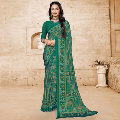 green-casual-wear-printed-crepe-saree-140153
