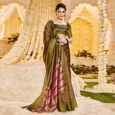 green-casual-wear-printed-crystal-silk-saree-136951