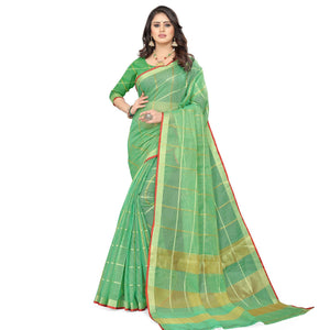 green-casual-wear-printed-doriya-cotton-saree-117606