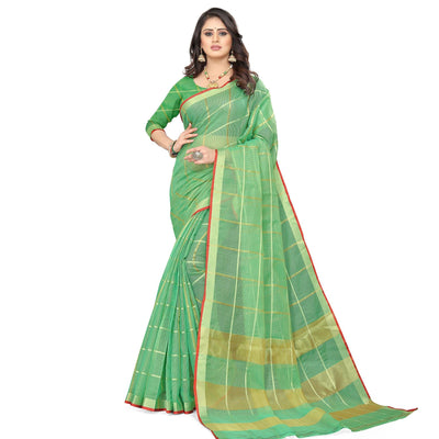 green-casual-wear-printed-doriya-cotton-saree-117606