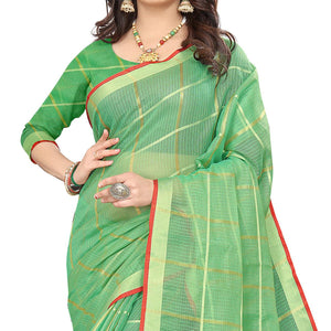 green-casual-wear-printed-doriya-cotton-saree-117606