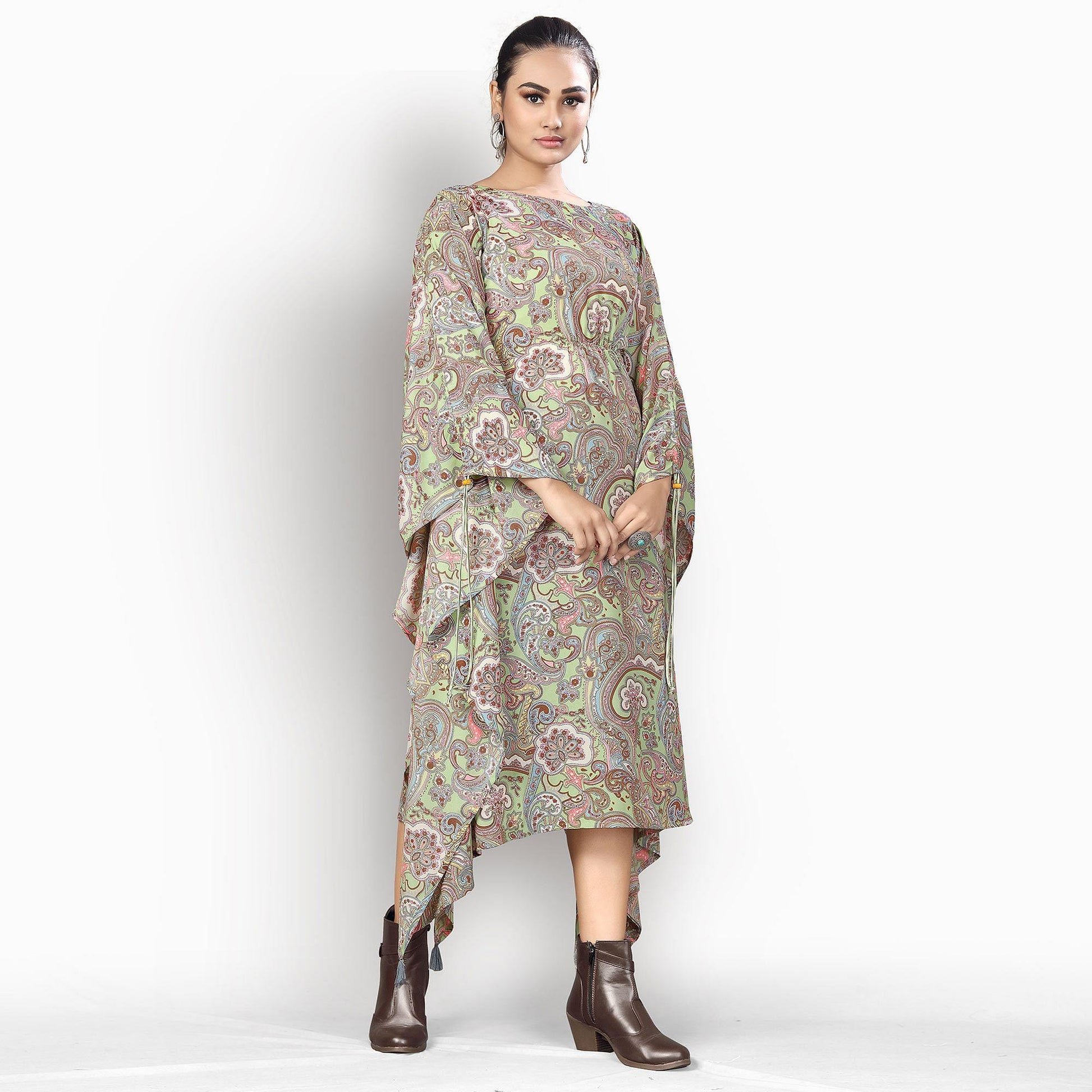 green-casual-wear-printed-georgette-kaftan-kurti-141776