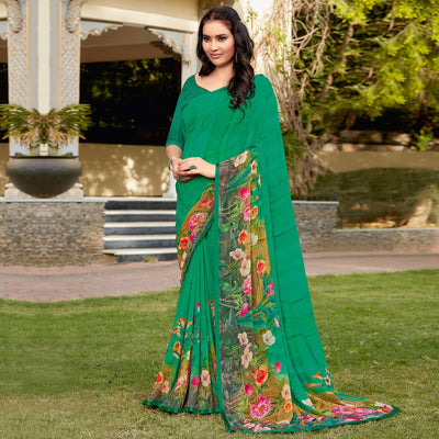green-casual-wear-printed-georgette-saree-117687