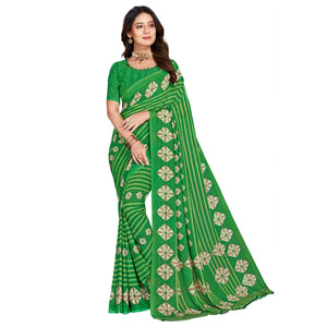 green-casual-wear-printed-georgette-saree-140941