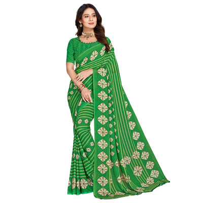 green-casual-wear-printed-georgette-saree-140941
