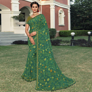 green-casual-wear-printed-georgette-saree-141512
