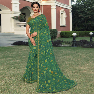 green-casual-wear-printed-georgette-saree-141512