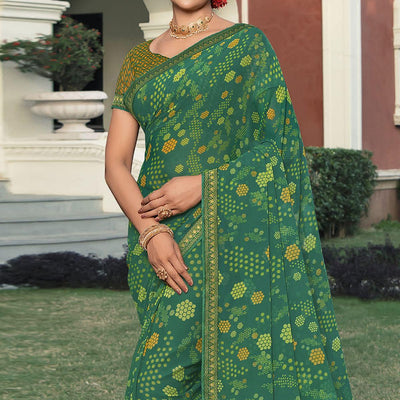 green-casual-wear-printed-georgette-saree-141512