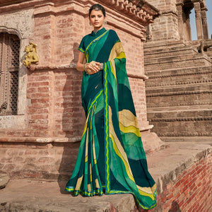 green-casual-wear-printed-georgette-saree-with-fancy-lace-127358