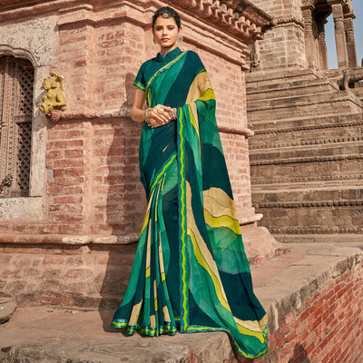 green-casual-wear-printed-georgette-saree-with-fancy-lace-127358