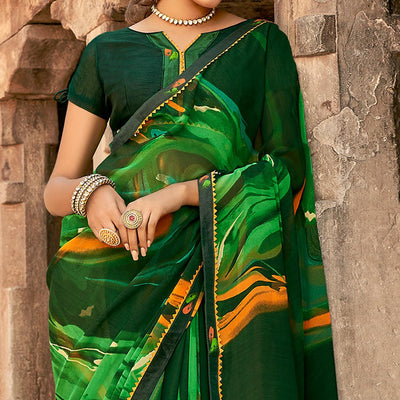 green-casual-wear-printed-georgette-saree-with-fancy-lace-127351
