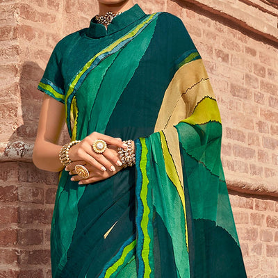green-casual-wear-printed-georgette-saree-with-fancy-lace-127358