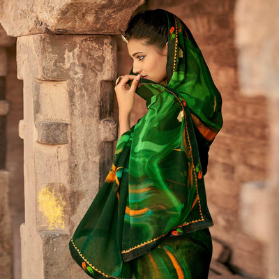 green-casual-wear-printed-georgette-saree-with-fancy-lace-127351