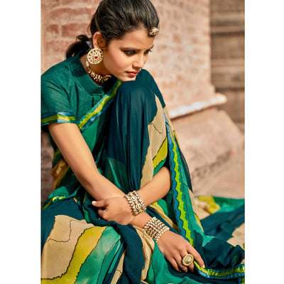 green-casual-wear-printed-georgette-saree-with-fancy-lace-127358