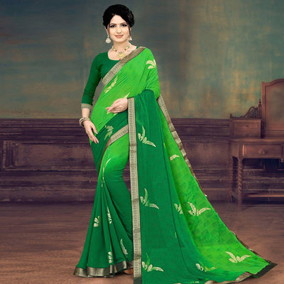 green-casual-wear-printed-half-half-georgette-designer-saree-141389