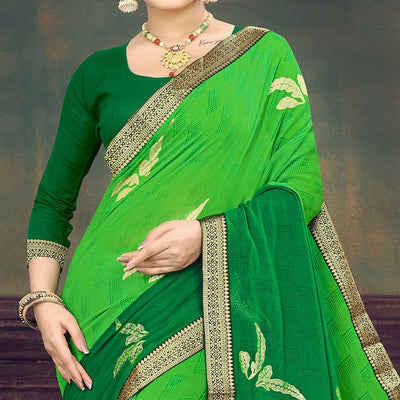 green-casual-wear-printed-half-half-georgette-designer-saree-141389