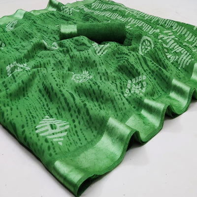 green-casual-wear-printed-linen-cotton-saree-131846