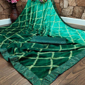 green-casual-wear-printed-moss-chiffon-saree-131827