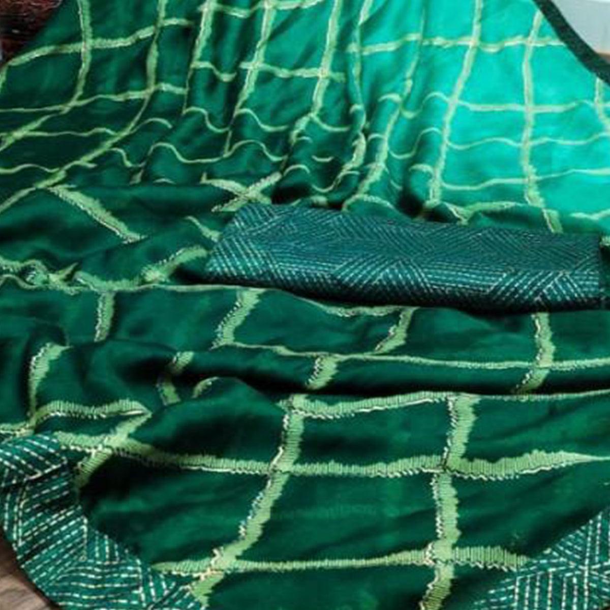 green-casual-wear-printed-moss-chiffon-saree-131827
