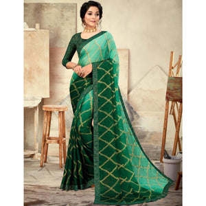 green-casual-wear-printed-moss-chiffon-saree-131827