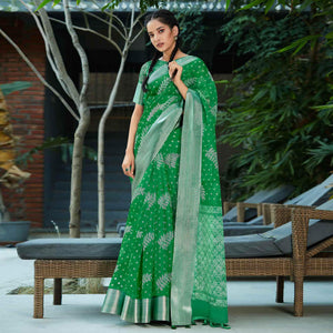 green-casual-wear-printed-organza-silk-saree-119083