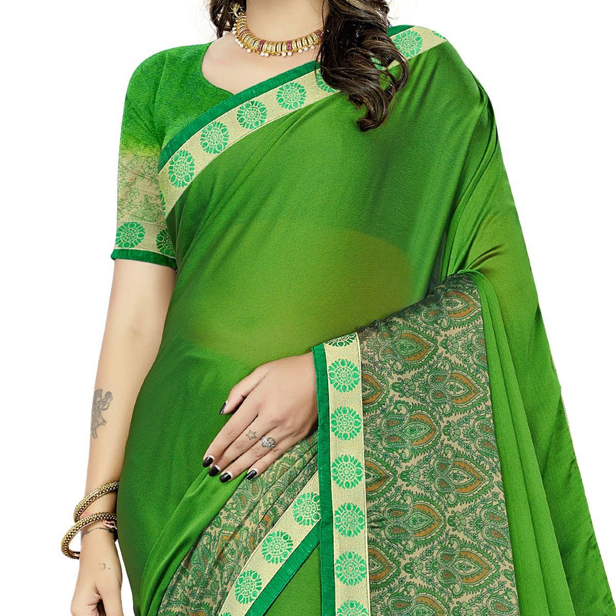 green-casual-wear-printed-rangoli-silk-saree-115462