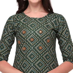 green-casual-wear-printed-rayon-kurti-skirt-set-127941