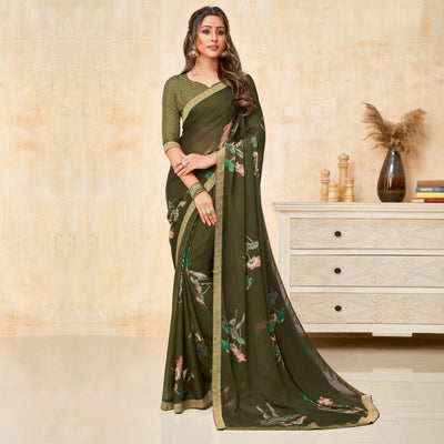 green-casual-wear-printed-silk-georgette-saree-131998