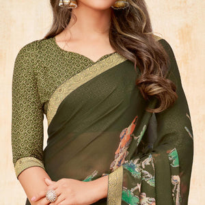 green-casual-wear-printed-silk-georgette-saree-131998