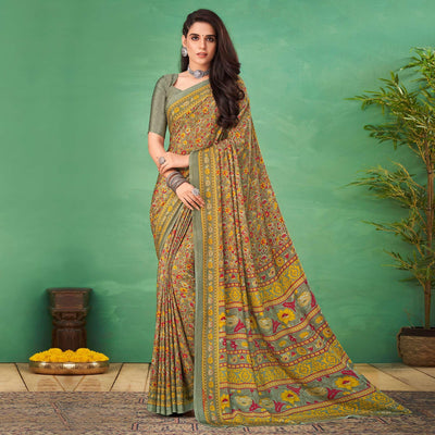 green-casual-wear-printed-silk-saree-138379