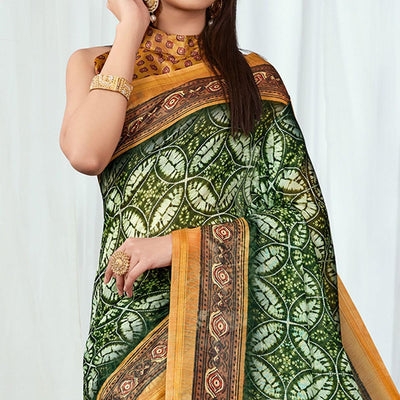 green-casual-wear-printed-silk-saree-138249