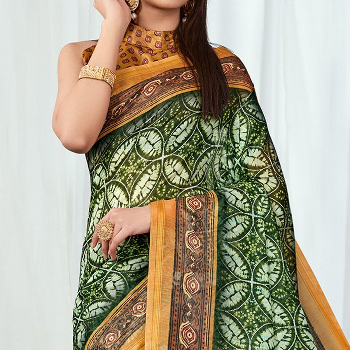 green-casual-wear-printed-silk-saree-138249