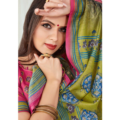 green-casual-wear-printed-silk-saree-138243