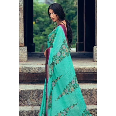 green-casual-wear-printed-silk-jacquard-saree-120593