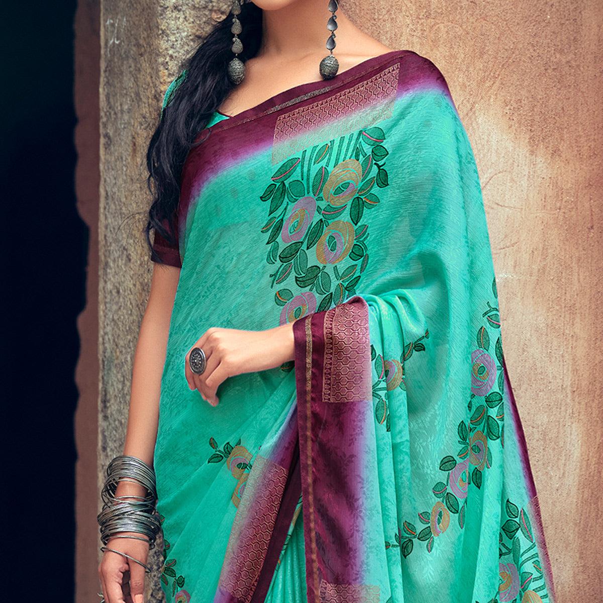 green-casual-wear-printed-silk-jacquard-saree-120593