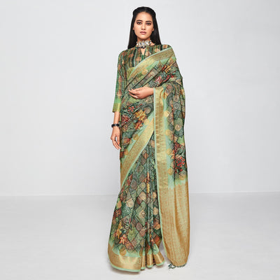 green-casual-wear-printed-soft-art-silk-saree-126760