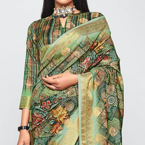 green-casual-wear-printed-soft-art-silk-saree-126760