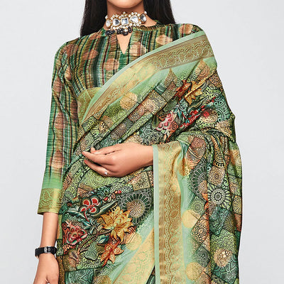 green-casual-wear-printed-soft-art-silk-saree-126760